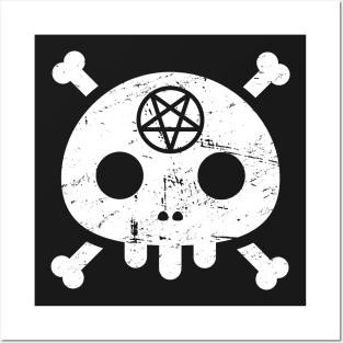 Cute Goth Pentagram Skull Posters and Art